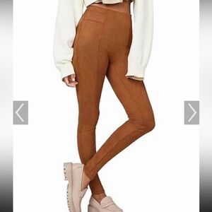 SPANX Women's Burnt Orange Faux Suede Leggings